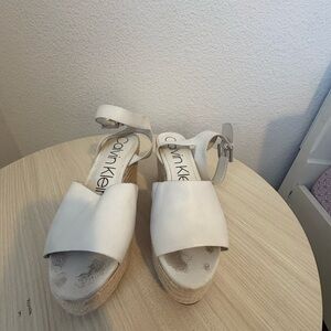 Calvin Klein Women's White Wedge Sandals